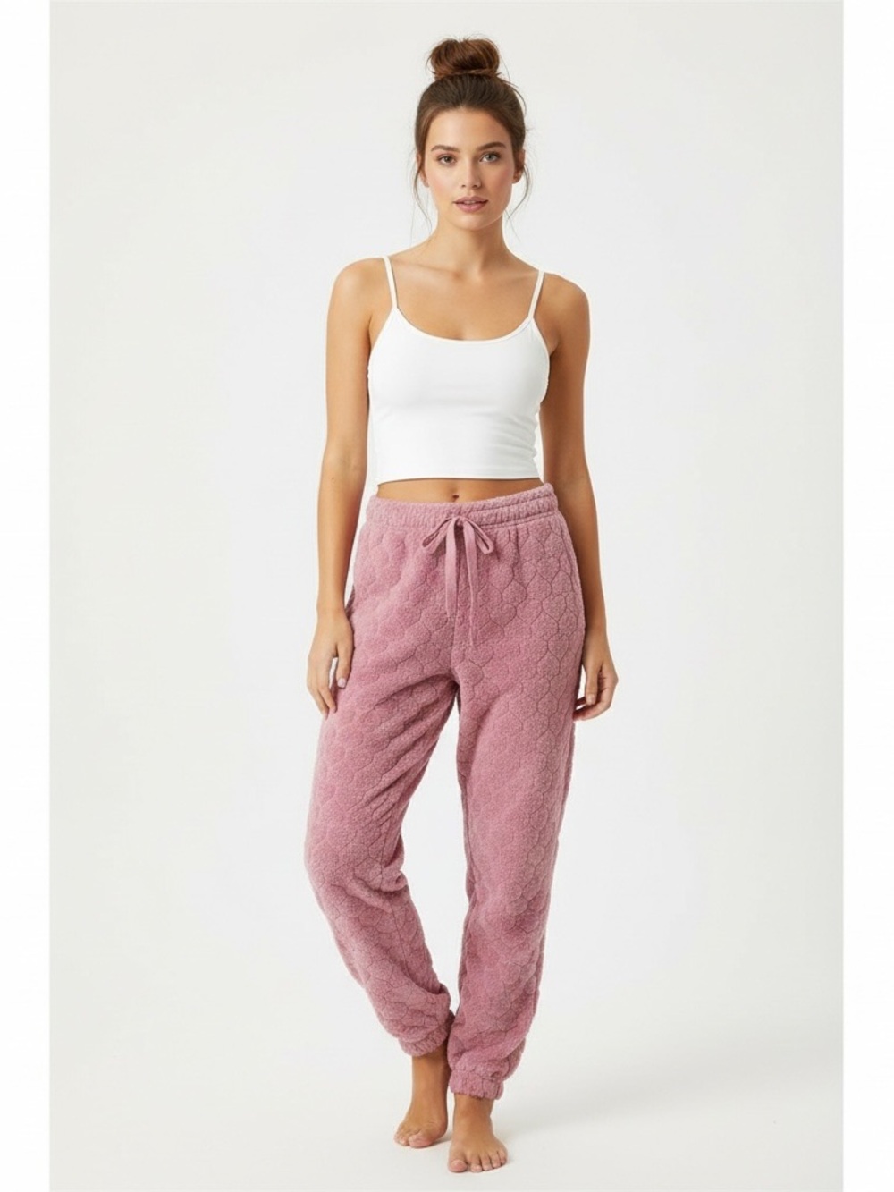 No Boundaries | LIKE NEW Pink hearts cozy velour banded joggers lounge pants
